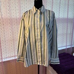 Classic Women”s  Striped Button-Down Shirt NWOT 14/16